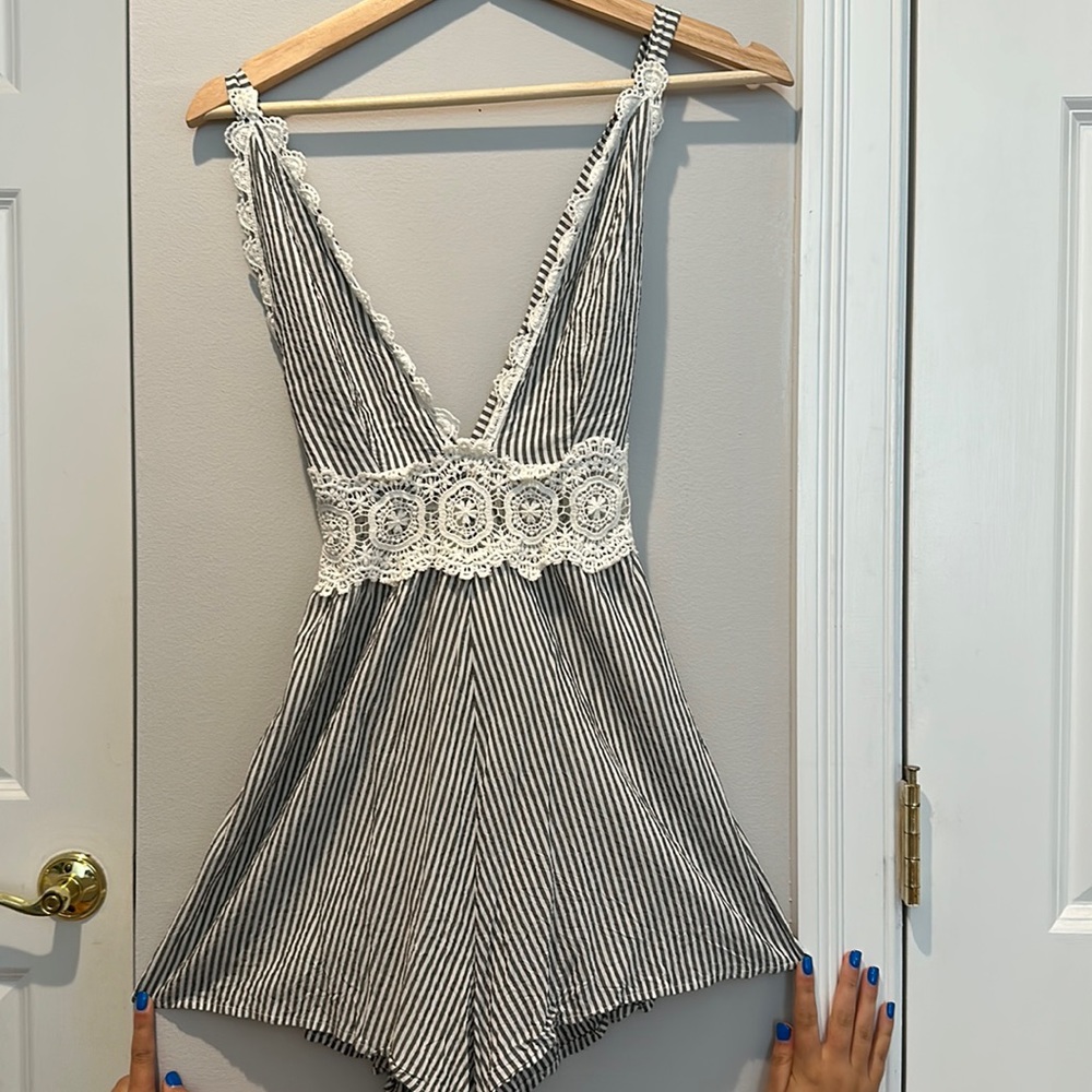 Sage lace romper